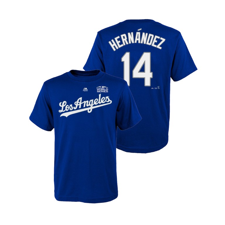Youth Los Angeles Dodgers Royal #14 Enrique Hernandez Majestic T-Shirt 2018 World Series Youth Los Angeles Dodgers Royal #14 Enrique Hernandez Majestic T-Shirt 2018 World Series