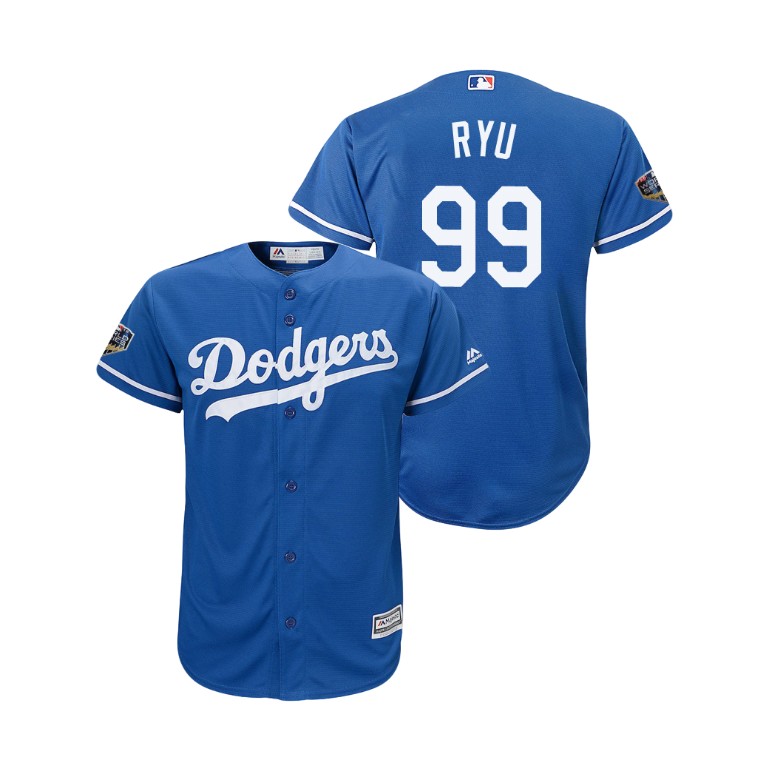 Youth Los Angeles Dodgers Royal #99 Hyun-Jin Ryu Cool Base Jersey 2018 World Series