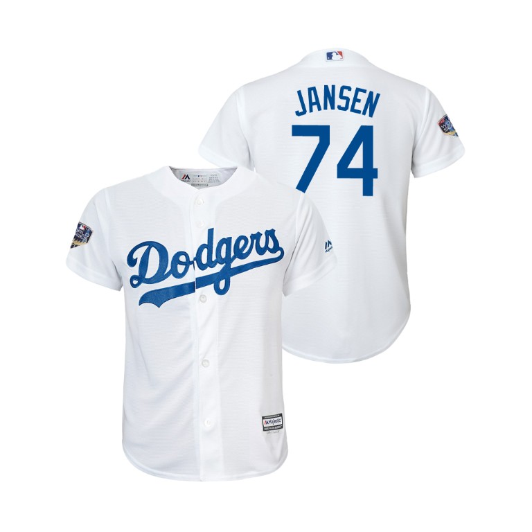 Youth Los Angeles Dodgers White #74 Kenley Jansen Cool Base Jersey 2018 World Series Youth Los Angeles Dodgers White #74 Kenley Jansen Cool Base Jersey 2018 World Series