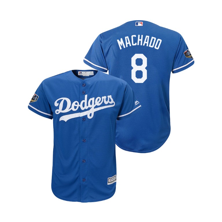 Youth Los Angeles Dodgers Royal #8 Manny Machado Cool Base Jersey 2018 World Series