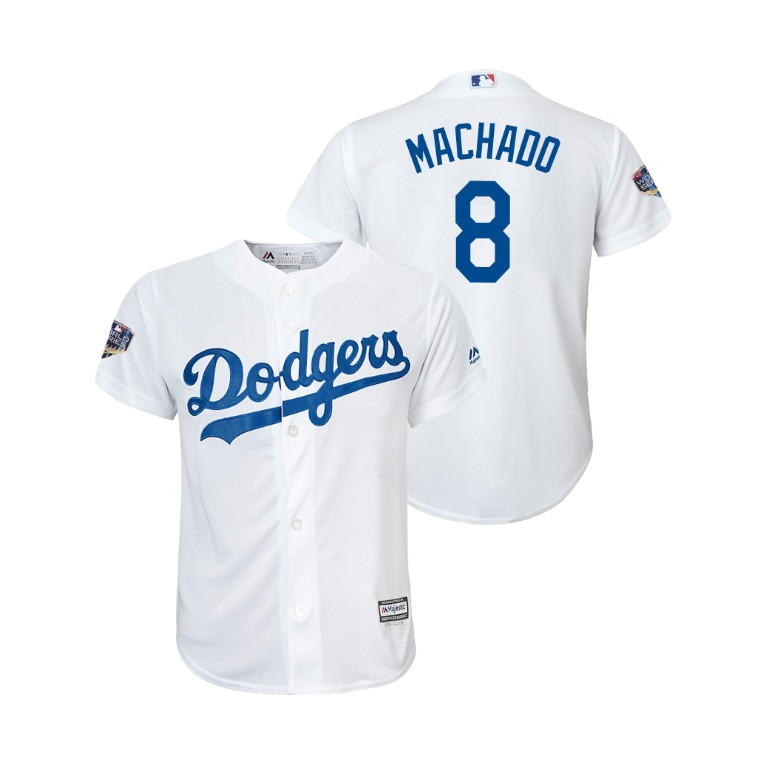 Youth Los Angeles Dodgers White #8 Manny Machado Cool Base Jersey 2018 World Series Youth Los Angeles Dodgers White #8 Manny Machado Cool Base Jersey 2018 World Series