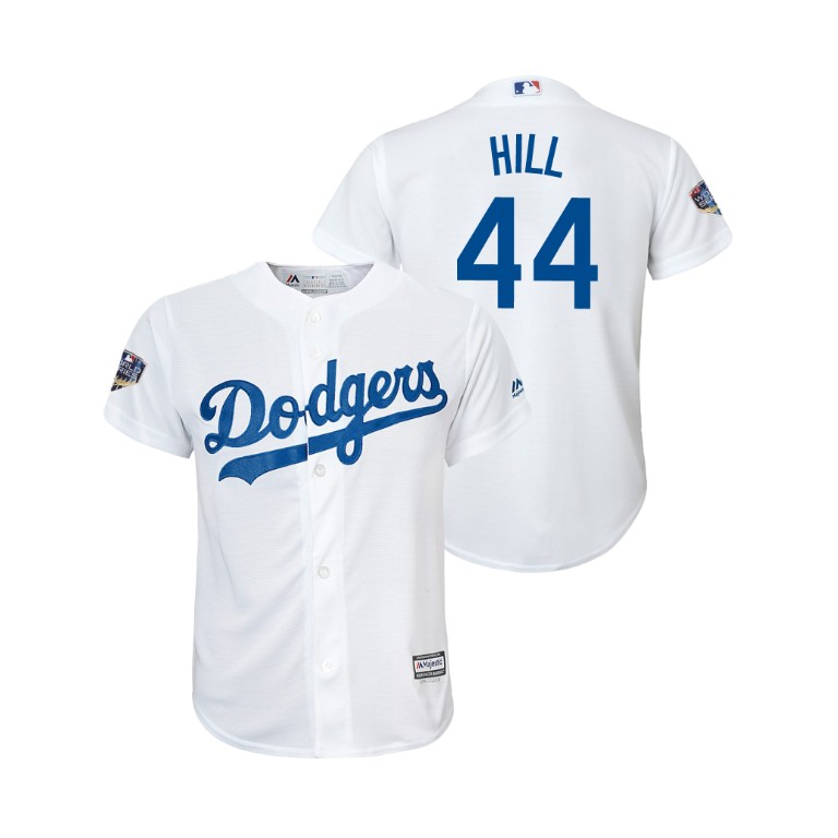 Youth Los Angeles Dodgers White #44 Rich Hill Cool Base Jersey 2018 World Series