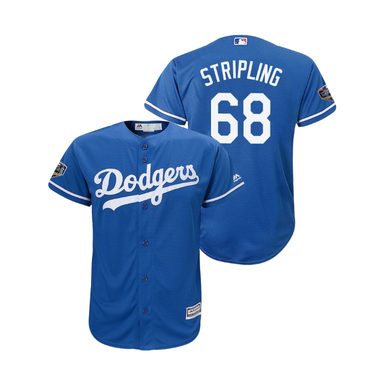 Youth Los Angeles Dodgers Royal #68 Ross Stripling Cool Base Jersey 2018 World Series