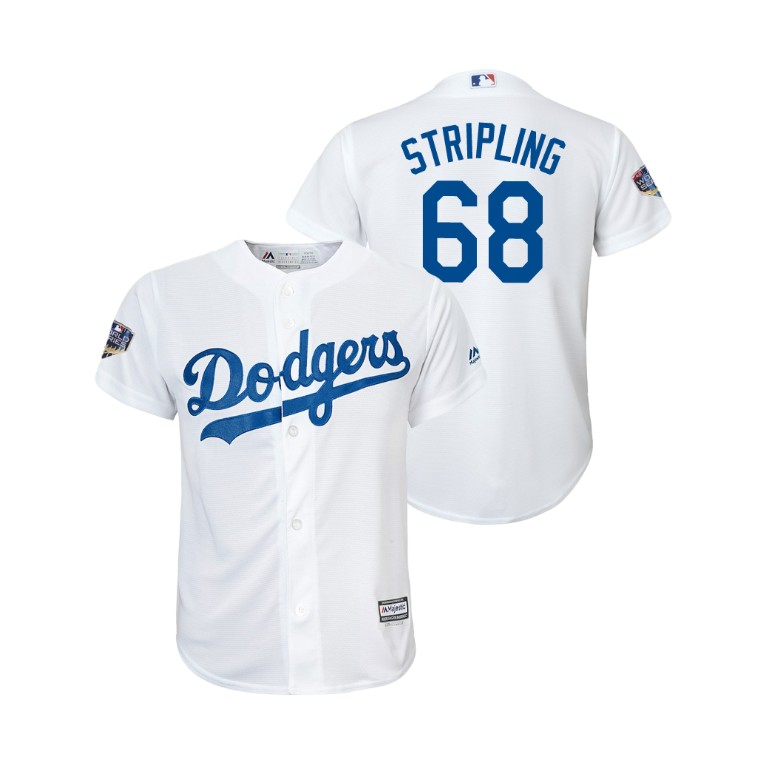 Youth Los Angeles Dodgers White #68 Ross Stripling Cool Base Jersey 2018 World Series Youth Los Angeles Dodgers White #68 Ross Stripling Cool Base Jersey 2018 World Series