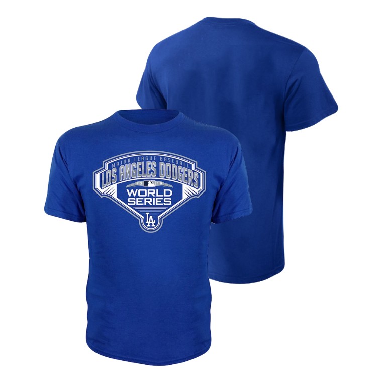 Youth Los Angeles Dodgers Home Plate Royal Bound Stitches T-Shirt 2018 World Series