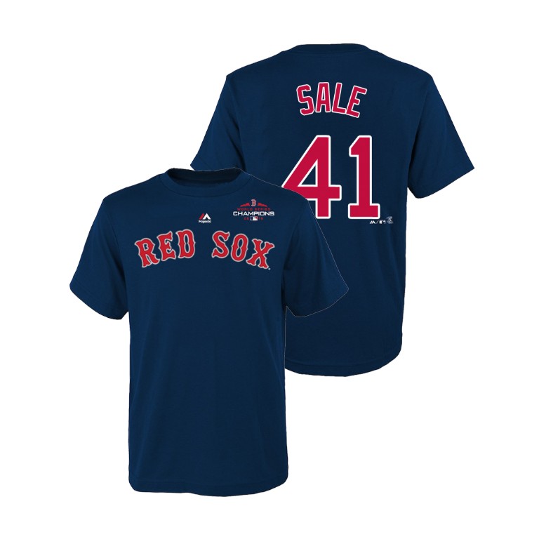 Youth Boston Red Sox Navy #41 Chris Sale Majestic T-Shirt 2018 World Series Champions Youth Boston Red Sox Navy #41 Chris Sale Majestic T-Shirt 2018 World Series Champions