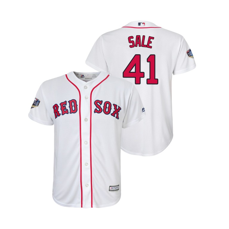 Youth Boston Red Sox White #41 Chris Sale Cool Base Jersey 2018 World Series