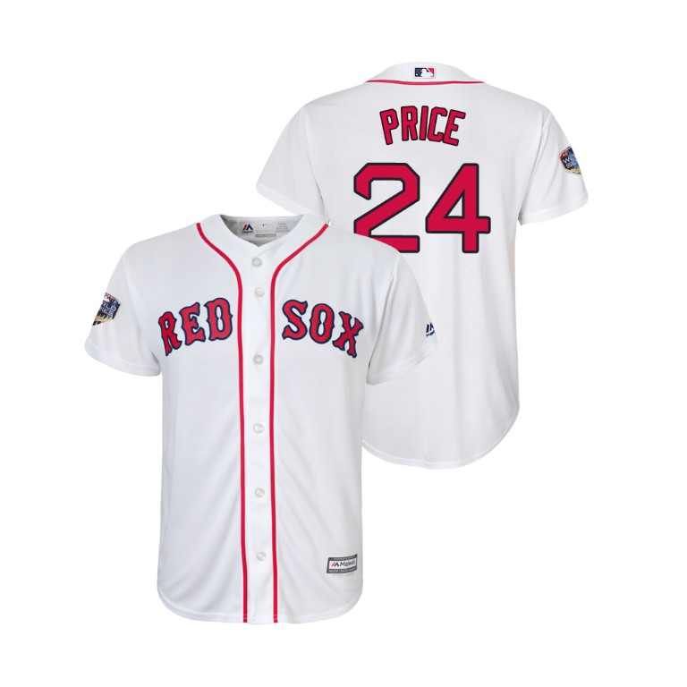 Youth Boston Red Sox White #24 David Price Cool Base Jersey 2018 World Series