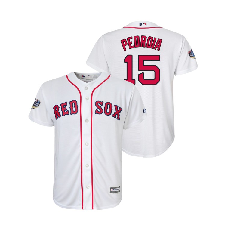 Youth Boston Red Sox White #15 Dustin Pedroia Cool Base Jersey 2018 World Series Youth Boston Red Sox White #15 Dustin Pedroia Cool Base Jersey 2018 World Series