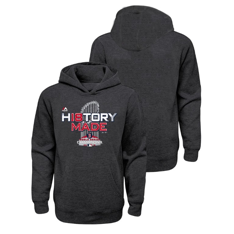 Youth Boston Red Sox Locker Room Heather Charcoal Majestic Hoodie 2018 World Series Champions