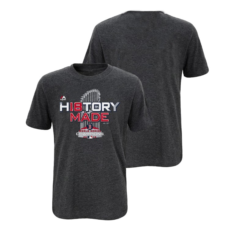 Youth Boston Red Sox Locker Room Heather Charcoal Majestic T-Shirt 2018 World Series Champions