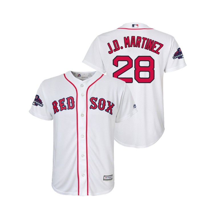 Youth Boston Red Sox White #28 J.D. Martinez Team Logo Patch Jersey 2018 World Series Champions Youth Boston Red Sox White #28 J.D. Martinez Team Logo Patch Jersey 2018 World Series Champions