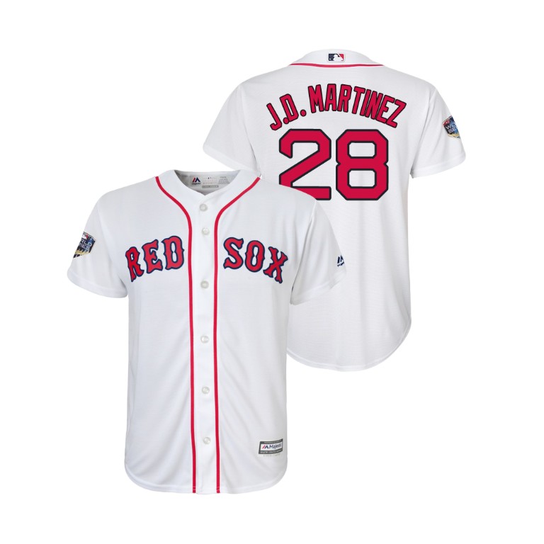 Youth Boston Red Sox White #28 J.D. Martinez Cool Base Jersey 2018 World Series Youth Boston Red Sox White #28 J.D. Martinez Cool Base Jersey 2018 World Series