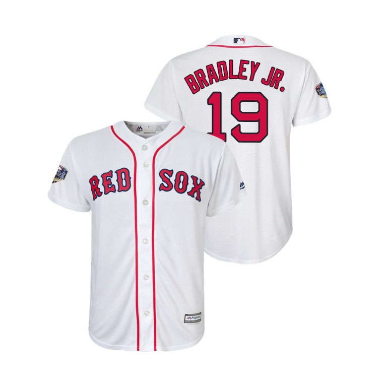 Youth Boston Red Sox White #19 Jackie Bradley Jr. Cool Base Jersey 2018 World Series