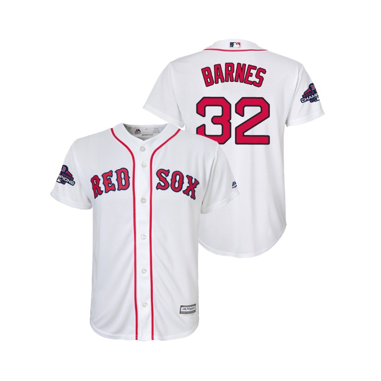 Youth Boston Red Sox White #32 Matt Barnes Team Logo Patch Jersey 2018 World Series Champions