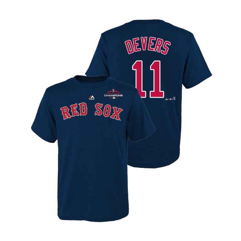 Youth Boston Red Sox Navy #11 Rafael Devers Majestic T-Shirt 2018 World Series Champions