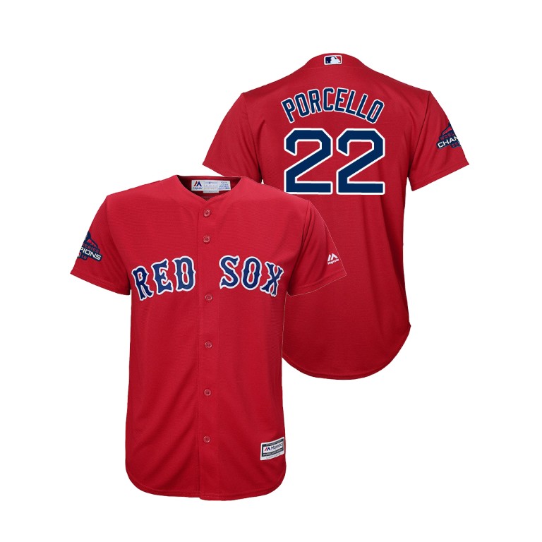 Youth Boston Red Sox Scarlet #22 Rick Porcello Team Logo Patch Jersey 2018 World Series Champions Youth Boston Red Sox Scarlet #22 Rick Porcello Team Logo Patch Jersey 2018 World Series Champions