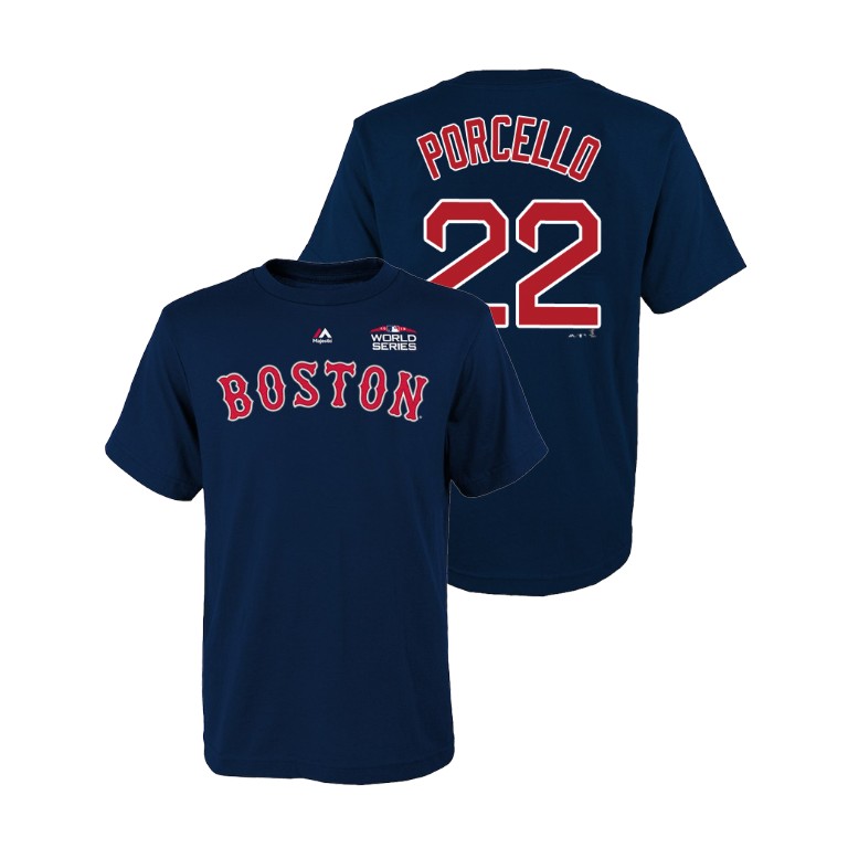 Youth Boston Red Sox Navy #22 Rick Porcello Majestic T-Shirt 2018 World Series