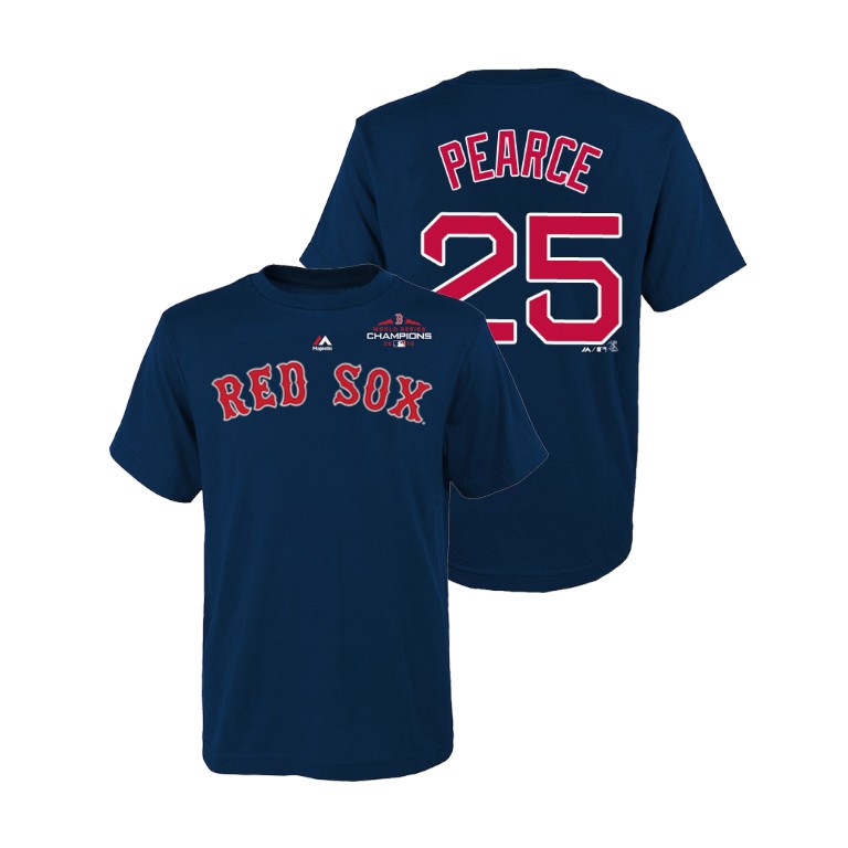 Youth Boston Red Sox Navy #25 Steve Pearce Majestic T-Shirt 2018 World Series Champions