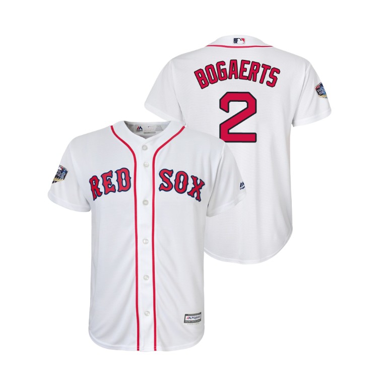 Youth Boston Red Sox White #2 Xander Bogaerts Cool Base Jersey 2018 World Series