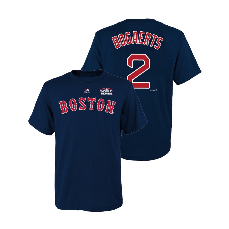 Youth Boston Red Sox Navy #2 Xander Bogaerts Majestic T-Shirt 2018 World Series