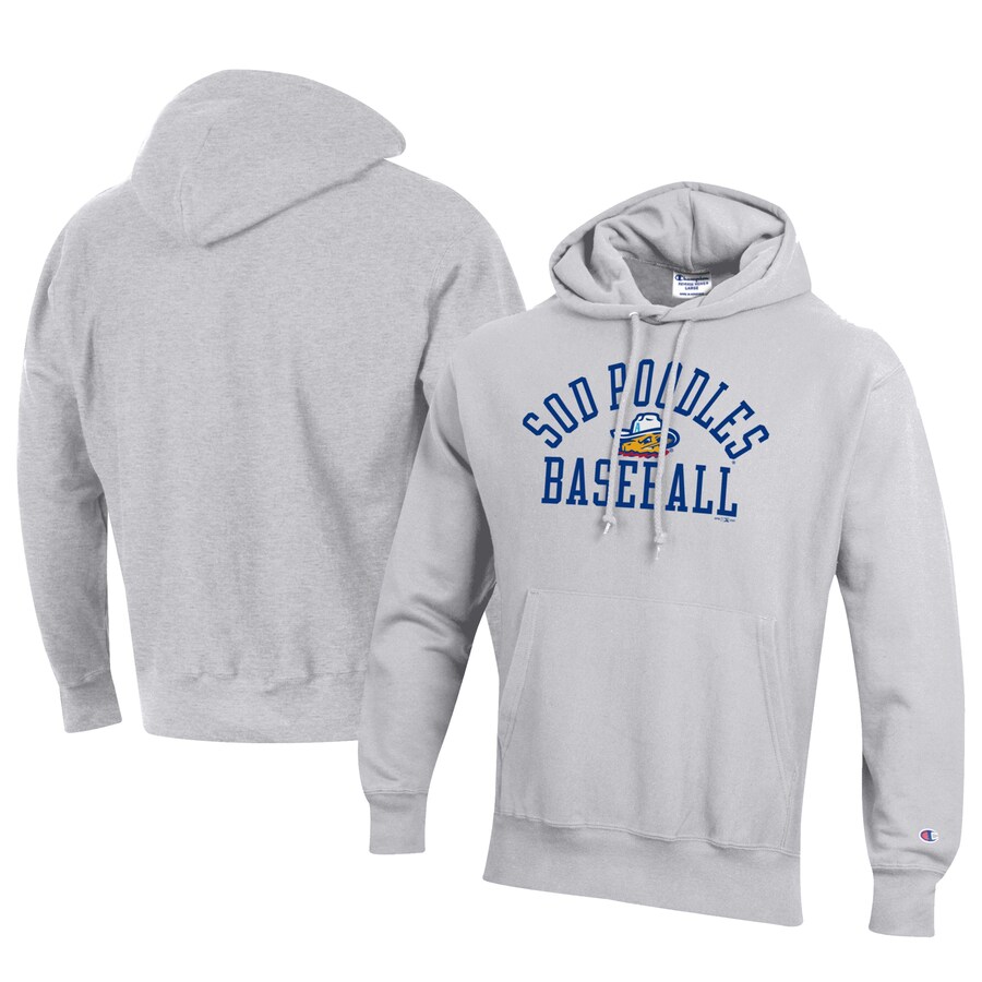 Men's Amarillo Sod Poodles Champion Gray Baseball Reverse Weave Pullover Hoodie
