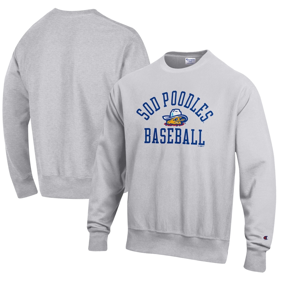 Men's Amarillo Sod Poodles Champion Gray Baseball Reverse Weave Pullover Sweatshirt Men's Amarillo Sod Poodles Champion Gray Baseball Reverse Weave Pullover Sweatshirt