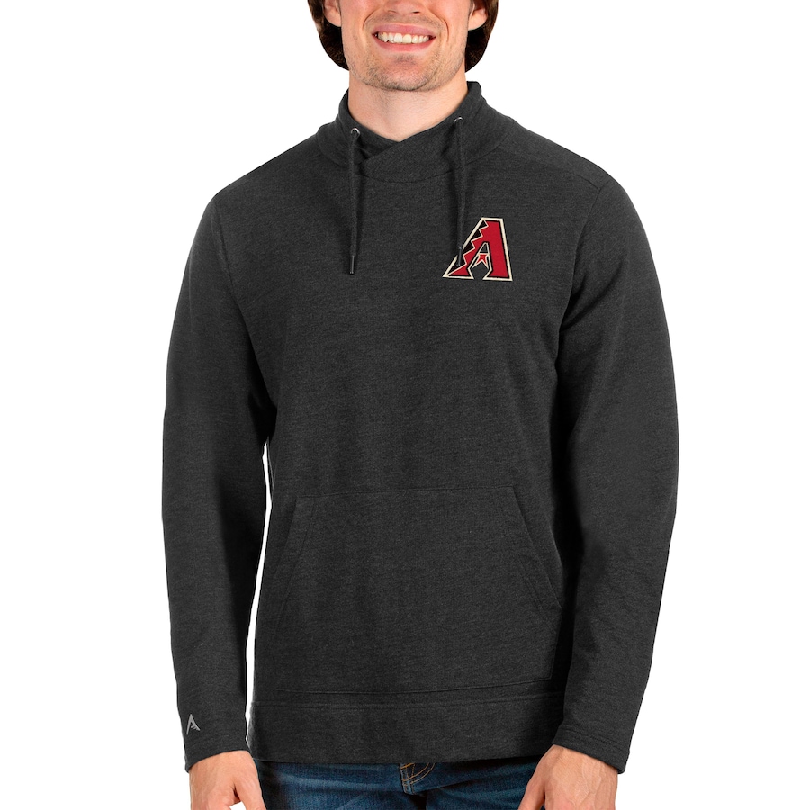 Men's Arizona Diamondbacks Antigua Heathered Black Team Reward Pullover Sweatshirt