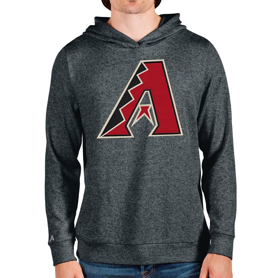 Men's Arizona Diamondbacks Antigua Heathered Charcoal Team Logo Absolute Pullover Hoodie