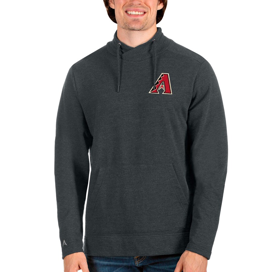 Men's Arizona Diamondbacks Antigua Heathered Charcoal Team Reward Pullover Sweatshirt