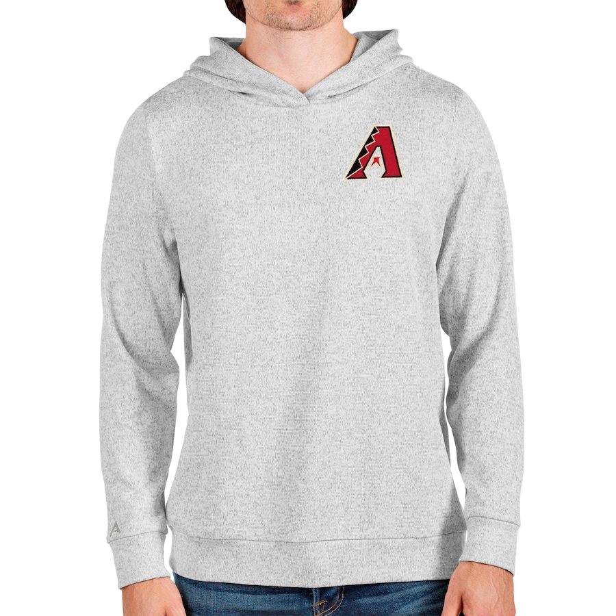 Men's Arizona Diamondbacks Antigua Heathered Gray Absolute Pullover Hoodie Men's Arizona Diamondbacks Antigua Heathered Gray Absolute Pullover Hoodie