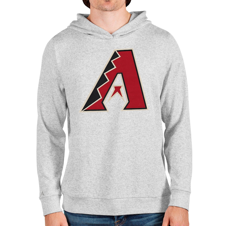 Men's Arizona Diamondbacks Antigua Heathered Gray Team Logo Absolute Pullover Hoodie