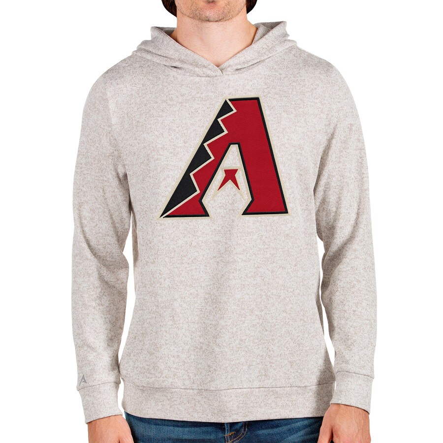 Men's Arizona Diamondbacks Antigua Oatmeal Team Logo Absolute Pullover Hoodie Men's Arizona Diamondbacks Antigua Oatmeal Team Logo Absolute Pullover Hoodie