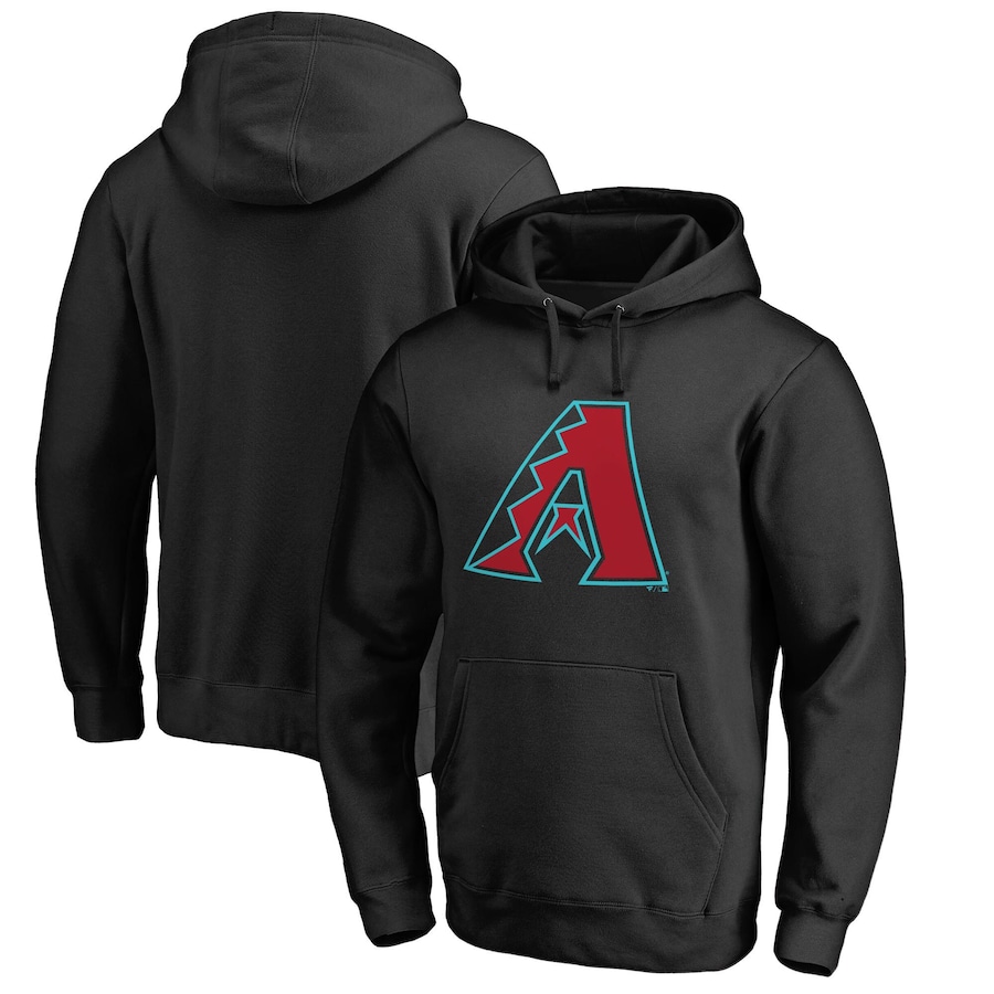 Men's Arizona Diamondbacks Black Official Logo Fitted Pullover Hoodie Men's Arizona Diamondbacks Black Official Logo Fitted Pullover Hoodie