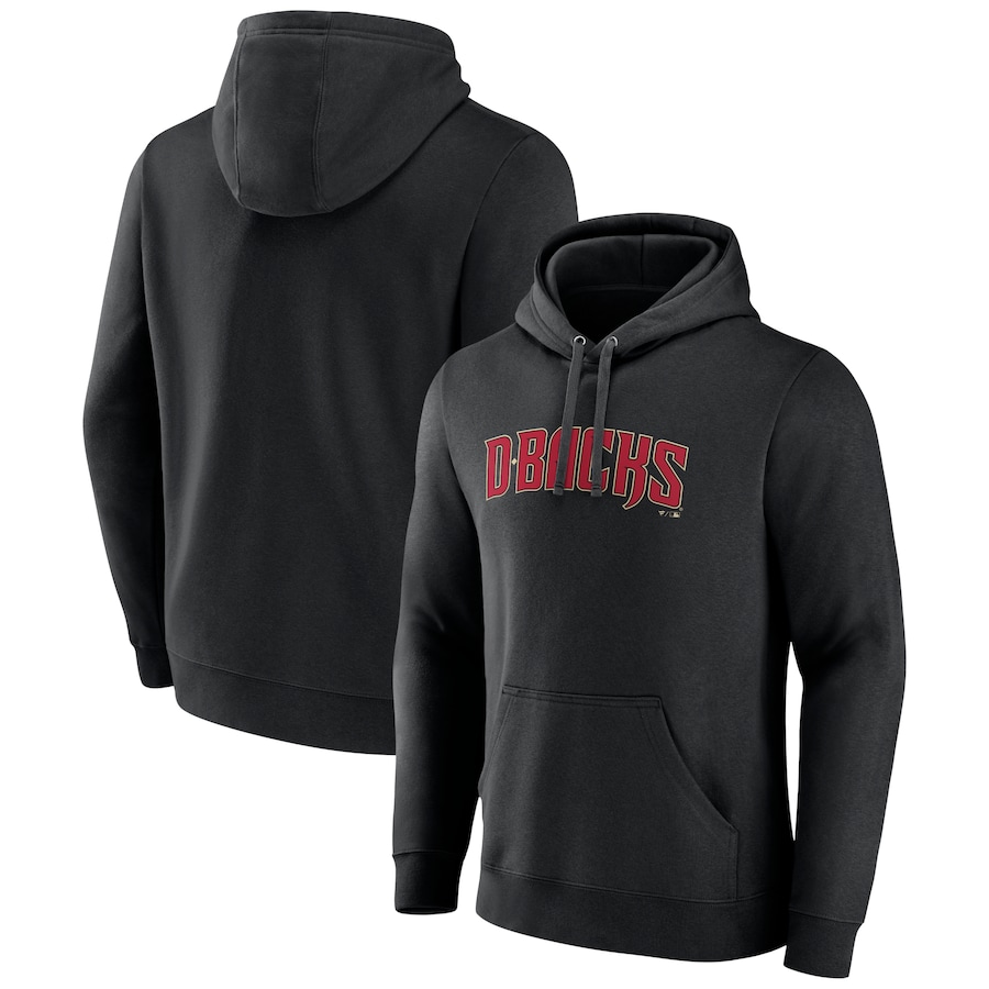 Men's Arizona Diamondbacks Black Official Wordmark Pullover Hoodie Men's Arizona Diamondbacks Black Official Wordmark Pullover Hoodie