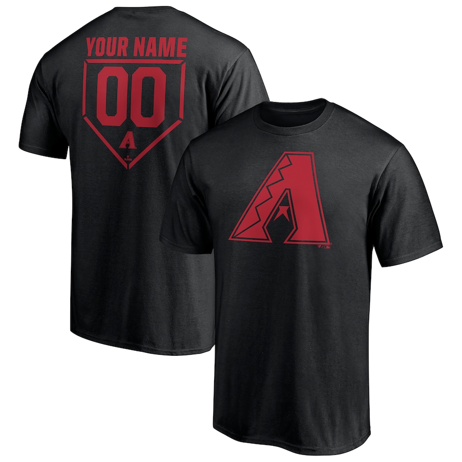 Men's Arizona Diamondbacks Black Personalized RBI Logo T-Shirt Men's Arizona Diamondbacks Black Personalized RBI Logo T-Shirt