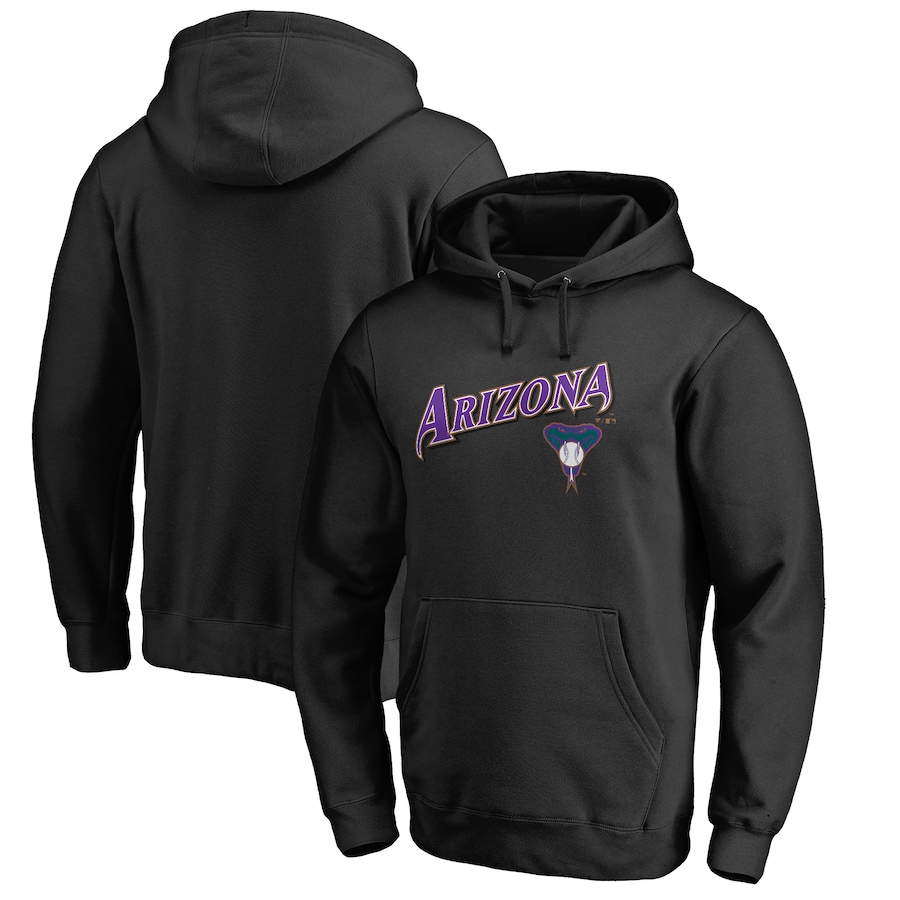 Men's Arizona Diamondbacks Black Vintage Cooperstown Collection Wahconah Fitted Pullover Hoodie Men's Arizona Diamondbacks Black Vintage Cooperstown Collection Wahconah Fitted Pullover Hoodie