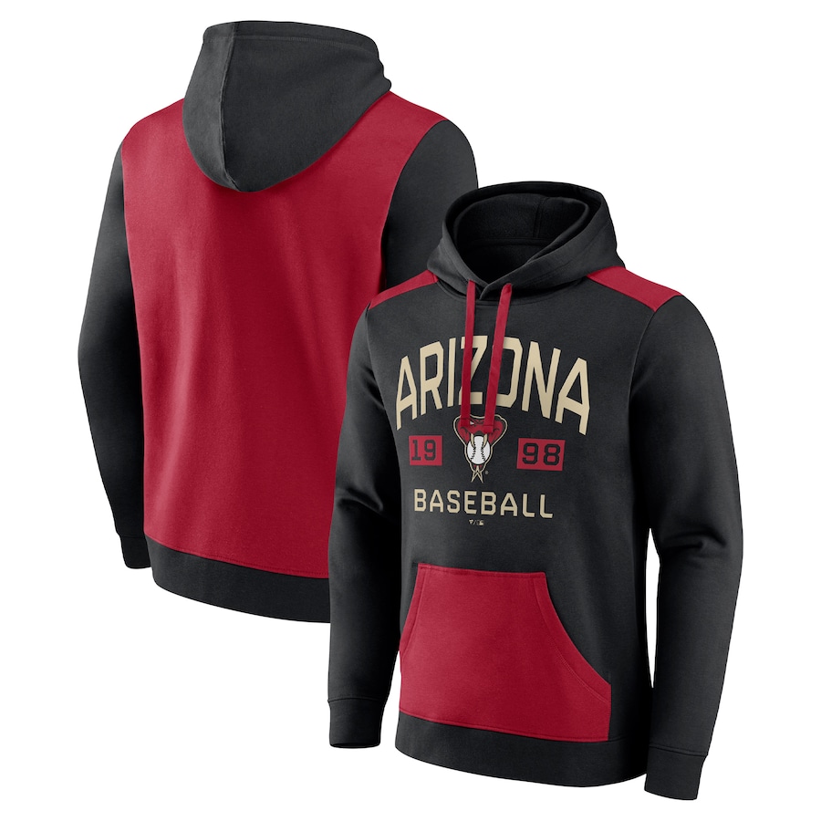 Men's Arizona Diamondbacks Black/Red Chip In Pullover Hoodie Men's Arizona Diamondbacks Black/Red Chip In Pullover Hoodie