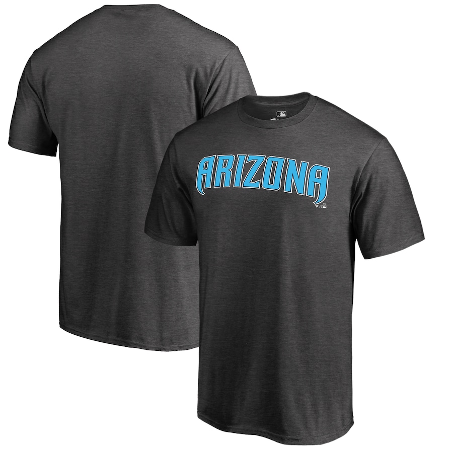 Men's Arizona Diamondbacks Heather Gray 2019 Father's Day Blue Wordmark T-Shirt Men's Arizona Diamondbacks Heather Gray 2019 Father's Day Blue Wordmark T-Shirt