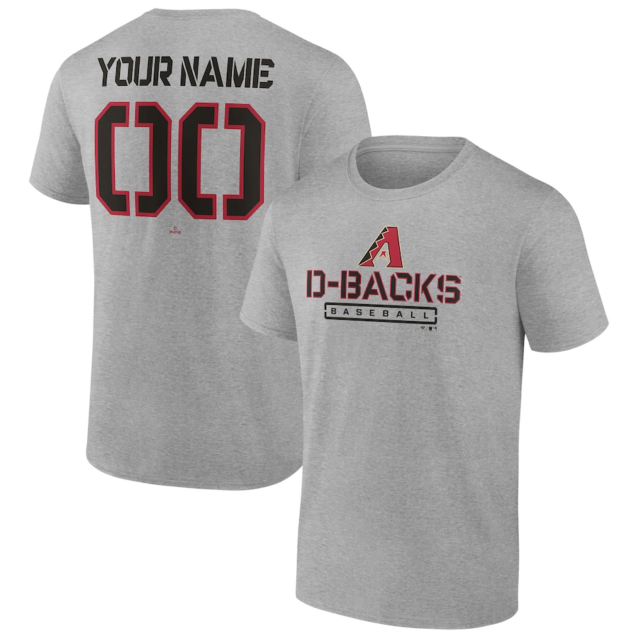Men's Arizona Diamondbacks Heather Gray Evanston Stencil Personalized T-Shirt Men's Arizona Diamondbacks Heather Gray Evanston Stencil Personalized T-Shirt