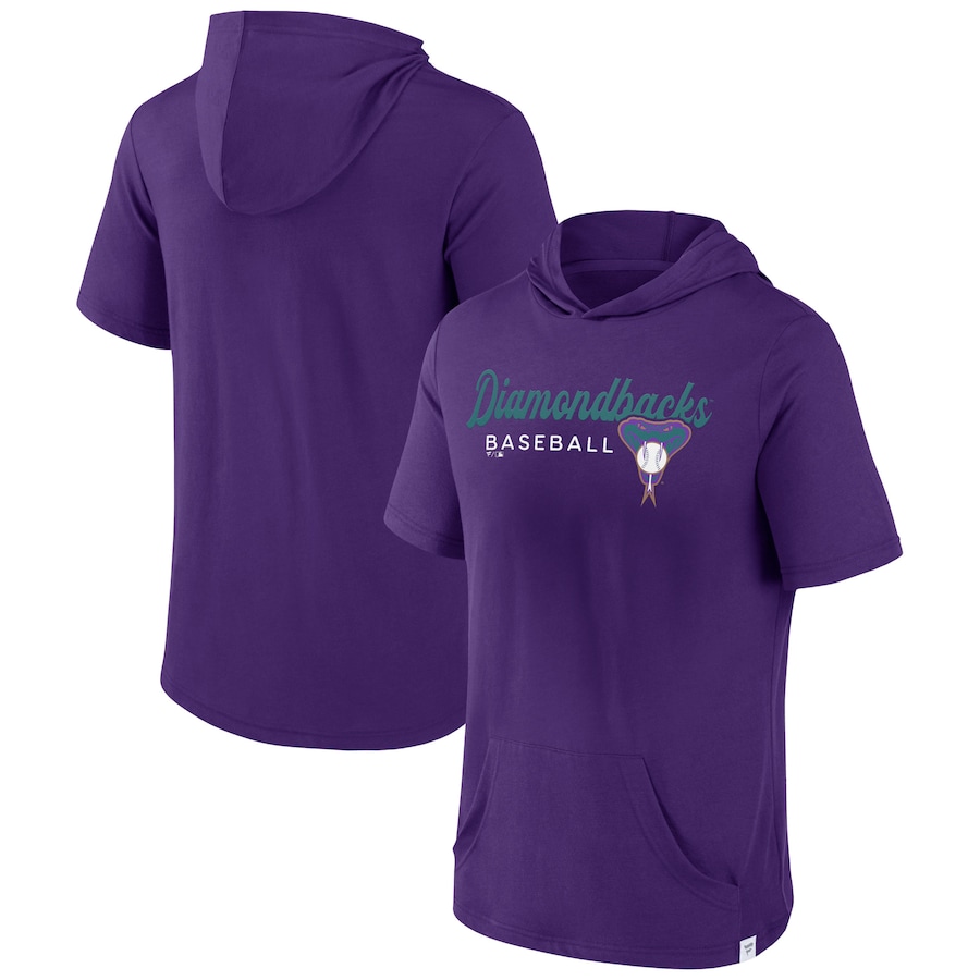 Men's Arizona Diamondbacks Purple Offensive Strategy Short Sleeve Pullover Hoodie Men's Arizona Diamondbacks Purple Offensive Strategy Short Sleeve Pullover Hoodie