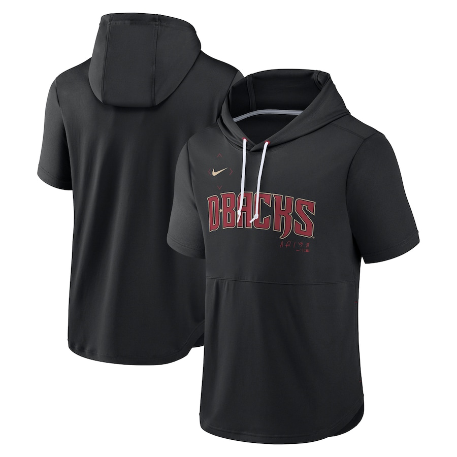 Men's Arizona Diamondbacks Nike Black Springer Short Sleeve Team Pullover Hoodie Men's Arizona Diamondbacks Nike Black Springer Short Sleeve Team Pullover Hoodie