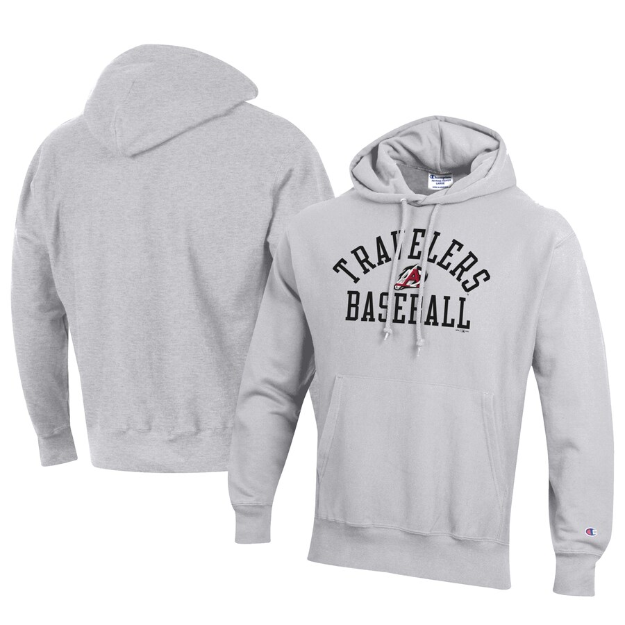 Men's Arkansas Travelers Champion Gray Baseball Reverse Weave Pullover Hoodie Men's Arkansas Travelers Champion Gray Baseball Reverse Weave Pullover Hoodie