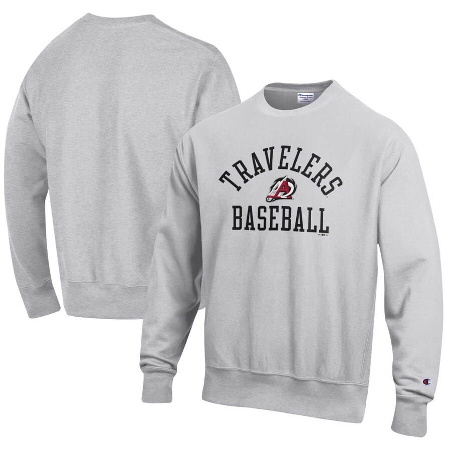 Men's Arkansas Travelers Champion Gray Baseball Reverse Weave Pullover Sweatshirt