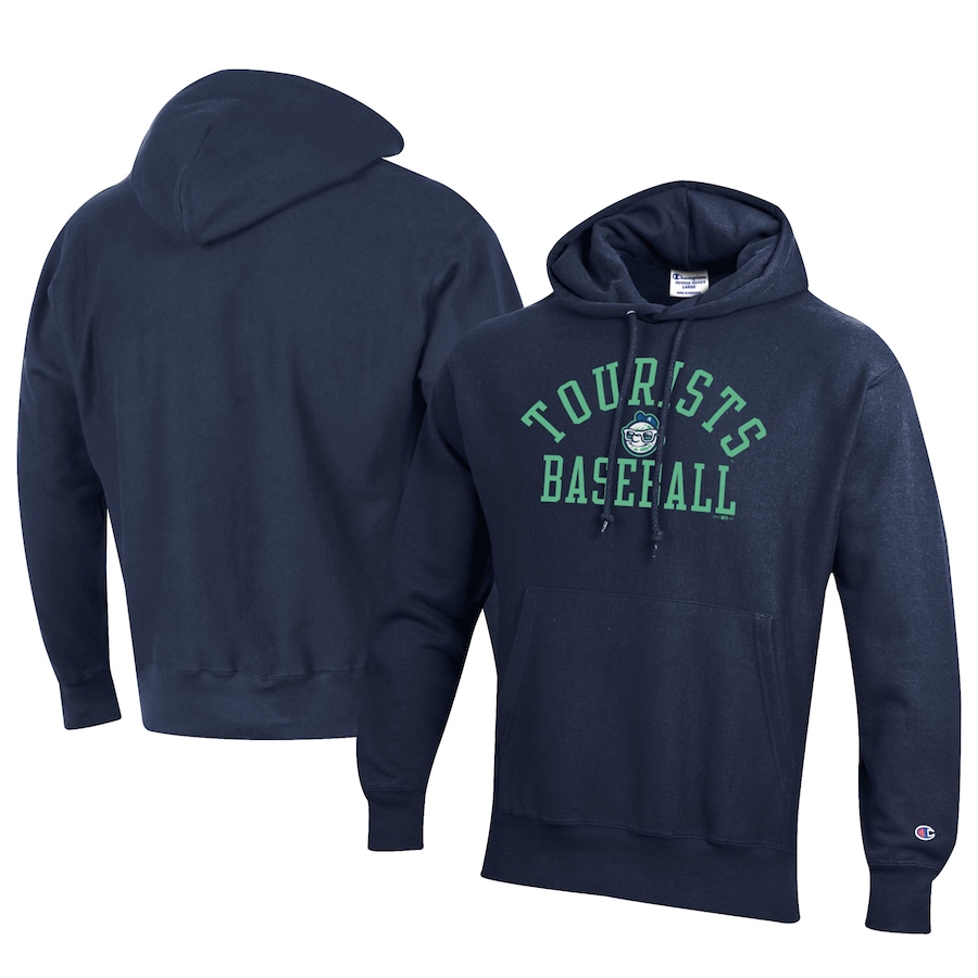 Men's Asheville Tourists Champion Navy Baseball Reverse Weave Pullover Hoodie Men's Asheville Tourists Champion Navy Baseball Reverse Weave Pullover Hoodie