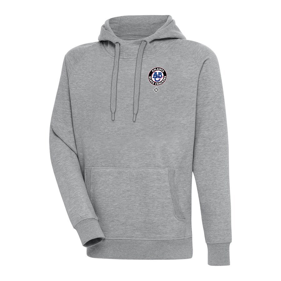 Men's Atlanta Black Crackers Antigua Heather Gray Victory Pullover Hoodie Men's Atlanta Black Crackers Antigua Heather Gray Victory Pullover Hoodie