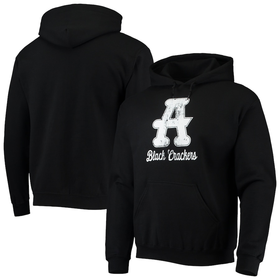 Men's Atlanta Black Crackers Stitches Black Negro League Logo Pullover Hoodie Men's Atlanta Black Crackers Stitches Black Negro League Logo Pullover Hoodie