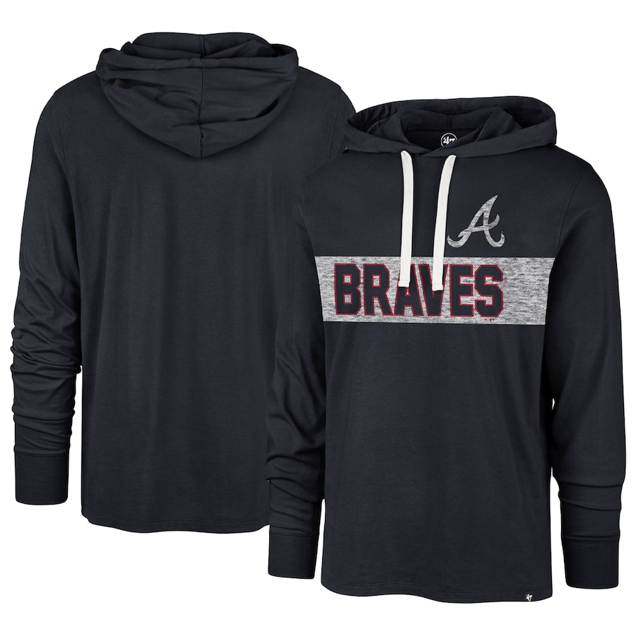 Men's Atlanta Braves '47 Navy Field Franklin Pullover Hoodie Men's Atlanta Braves '47 Navy Field Franklin Pullover Hoodie