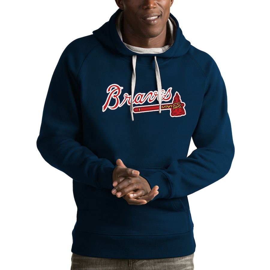 Men's Atlanta Braves Antigua Navy Victory Pullover Hoodie