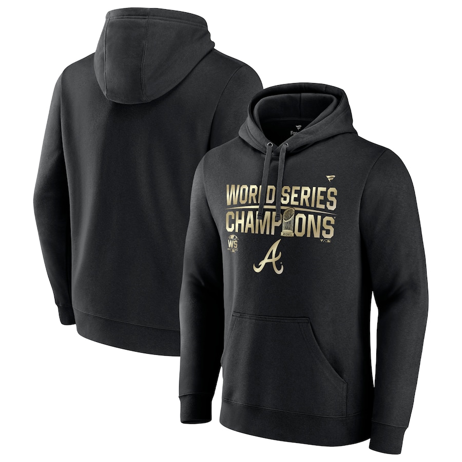 Men's Atlanta Braves Black 2021 World Series Champions Parade Fitted Pullover Hoodie